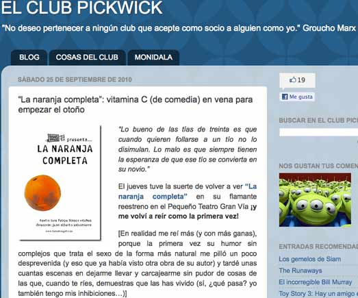 La naranja en El Club Pickwick